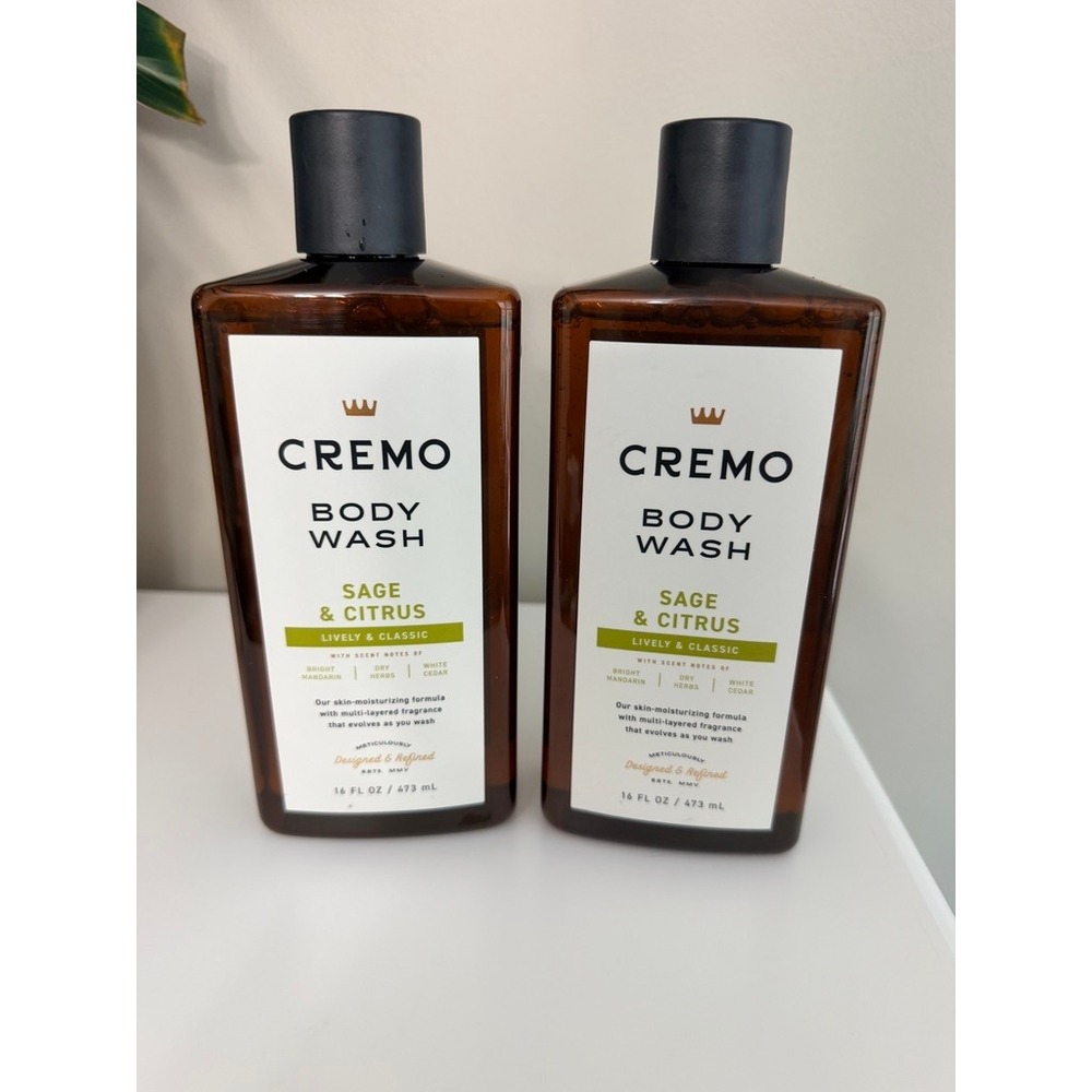 Cremo Body Wash Mens 16oz Sage & Citrus 2-Pack Lively & Classic NWT